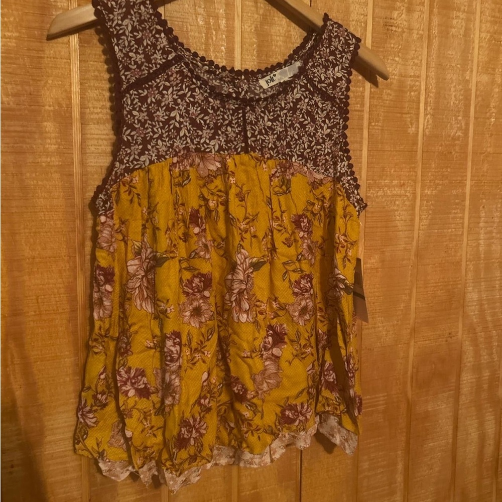 Jolt Yellow and Brown Floral Blouse